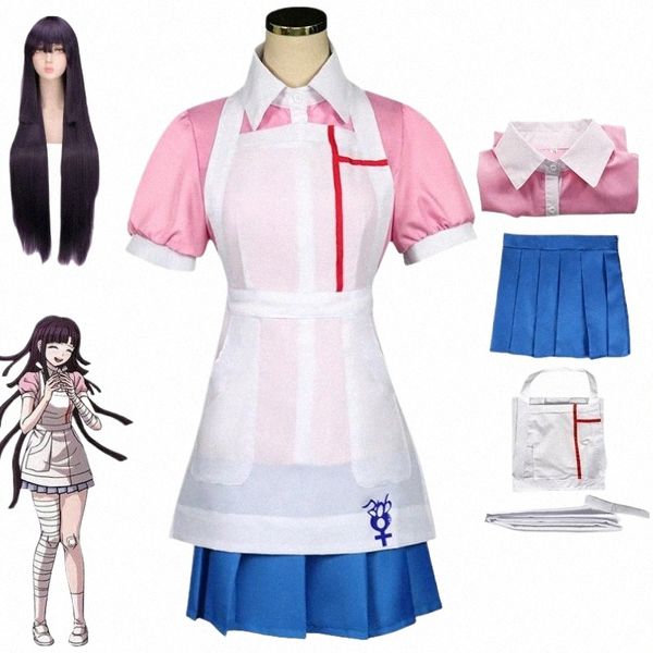 Mikan Tsumiki Cosplay Kostüm Anime Danganrpa Mikan Tsumiki Cosplay Krankenschwester Kostüm Cafe Maid Uniform Halen für Frauen I2Qp #