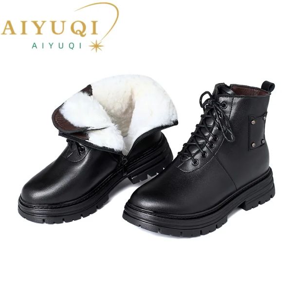 Сапоги Aiyuqi Женщины Ancle Boots Winter 2023 Новая подлинная кожа