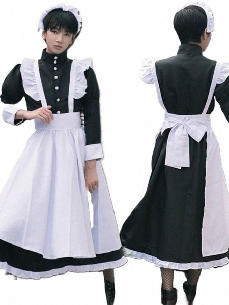 Vintage Maid Cafe Workwear Costumi Cosplay Party Waitr Outfit Plus Size Erotic Kawaii Uomo Donna Cute Bowknot Lolita Dr T7jQ #