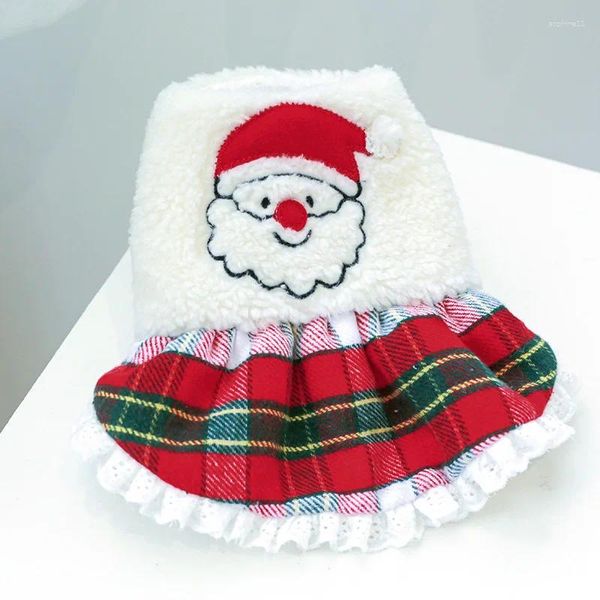 Abbigliamento per cani PETCIRCLE Abbigliamento Babbo Natale Caldo abito scozzese per cuccioli di taglia media e piccola Abbigliamento invernale per animali domestici Costumi Gonna