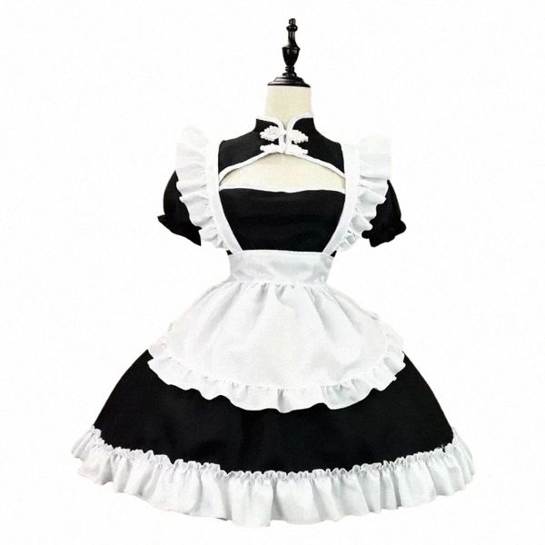 Cinese Chgsam Anime Cosplay Costume da cameriera Plus Size Lolita Princ Halen Nero Bianco Scuola giapponese Ragazza Kawaii Abbigliamento G9PG #