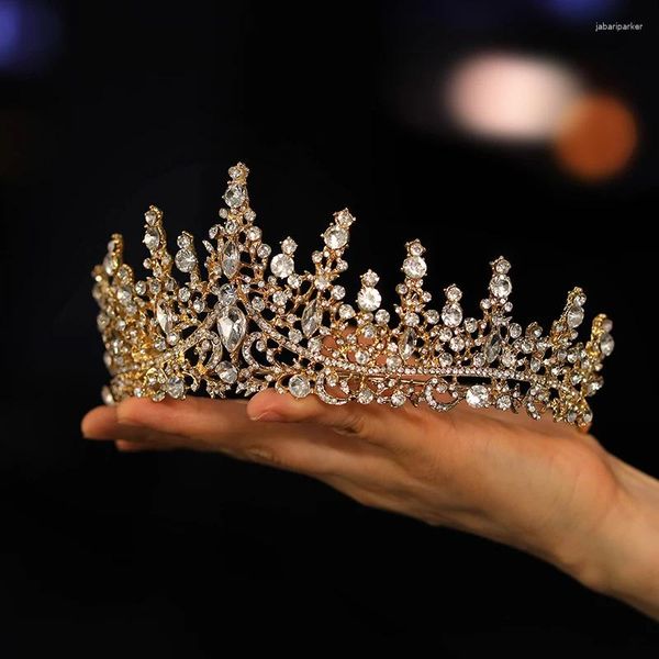 Grampos de cabelo Itacazzo Nupcial Headwear - Uma Senhora Dourada Moda Coroa de Casamento Strass Clássico Princesa Tiaras
