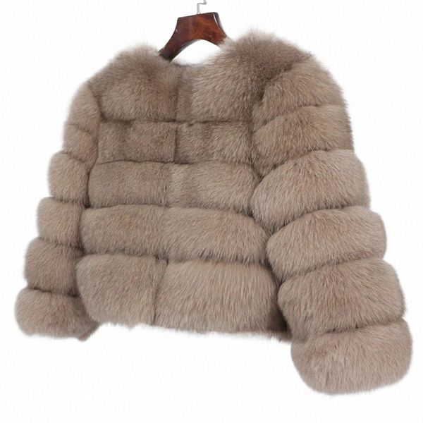 2023 vera pelliccia di volpe cappotto invernale giacca da donna naturale pelliccia di volpe Racco tuta sportiva O-Collo spesso caldo lusso femminile Plus Size P4zv #