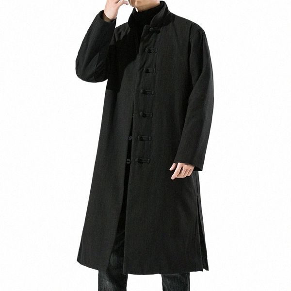 2022 uomini di inverno di stile cinese Lg Parka da uomo di spessore caldo Hanfu cappotto maschile Vintage Lg Robes Cott giacca imbottita giacca a vento 3XL 71qc #