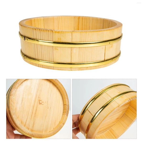 Dinnerware Sets Sushi Bucket Cooking Wood Barrel Rice Round para Recipientes de Restaurantes Salada Cuisina Japonesa Mãe Mistura