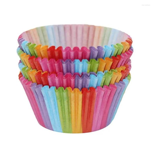 Moldes de cozimento Cupcake Copos de papel Casos de saúde e segurança Resistência à temperatura Uniforme Aquecimento 100 peças Liner