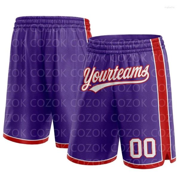 Herren-Shorts, individuell, lila, authentischer Basketball, 3D-gedruckt, Männer, Ihr Name, Mumber, schnell trocknend, Strand