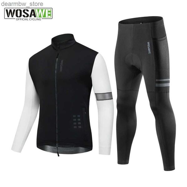 Jaquetas de ciclismo Wosawe Winter Cycling Jacket Set Mens Manga Longa Mountain Bike Ciclismo Roupas Respirável MTB Bicicleta Roupas Wear Suit24328