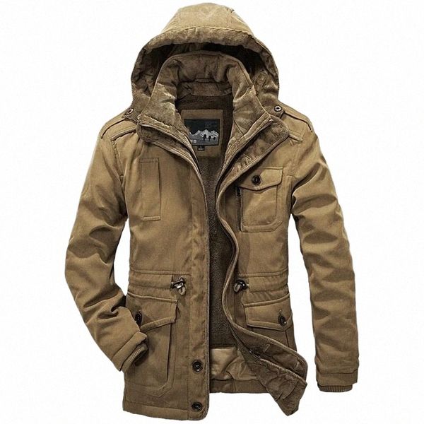 uomo all'aperto giacca a vento invernale piumino da uomo spesso caldo Parka cappotti Cmere fodera staccabile 2 in1 multi-tasca Outwear 4XL q0GS #