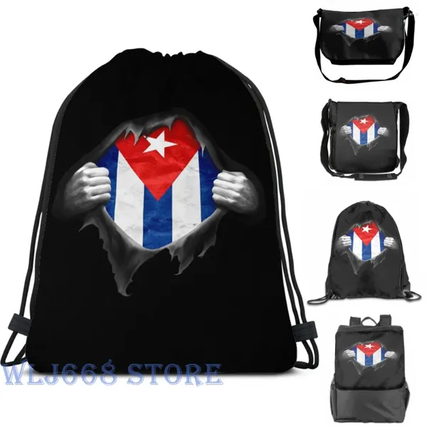 Mochila Engraçada com Estampa Gráfica Bolsas de Ombro Mulheres Bandeira de Cuba.Bolsa de ginástica cubana orgulhosa para viagem individual para homens