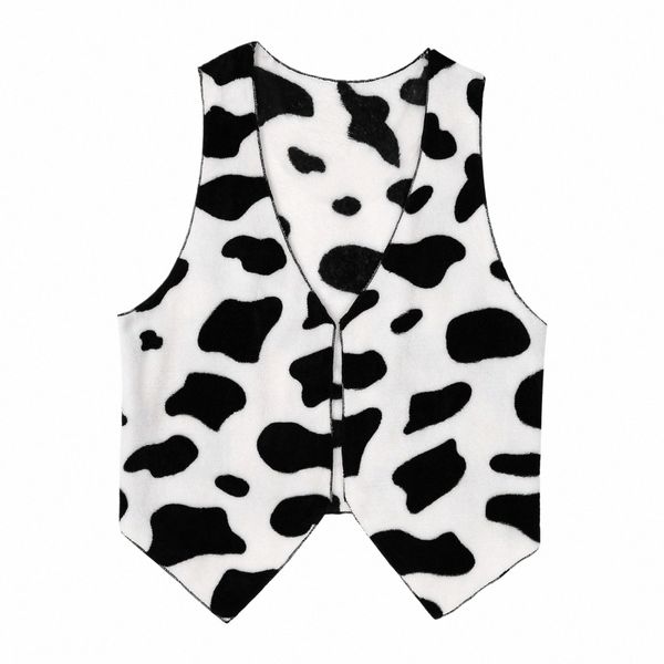 uomini Cow Print Vest Adult Festival Vintage Hippie Costume Open Frt Sleevel Vest per Halen Cosplay Carnival Party Jackets E2By #