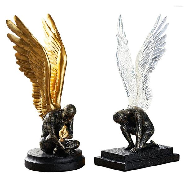 Dekorative Figuren Nordic Angel Wing Skulptur Figuren 3D Statue Harz Handwerk Schlafzimmer Home El Desktop Garten Dekoration Accs Geschenk