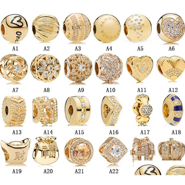 Argento 925 Sterling Sier Fit Donna Charms Bracciale Perline Fascino Ragazzo Ragazza Oro giallo Opale Corona Confezione regalo Ciondolo Consegna gioielli Otcuv