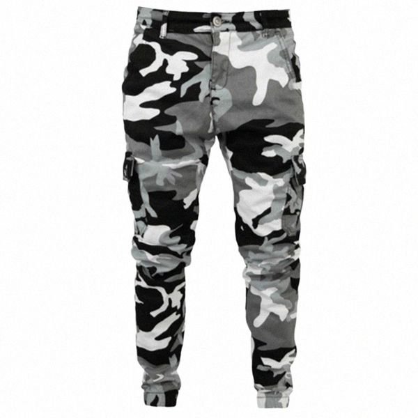 Erkekler Camoue Jeans İnce Fit Çok Cepli Kargo Pantolon Ordusu LG Pantolonlar Busin Casual Camo Joggers Sweetpants 84S2#