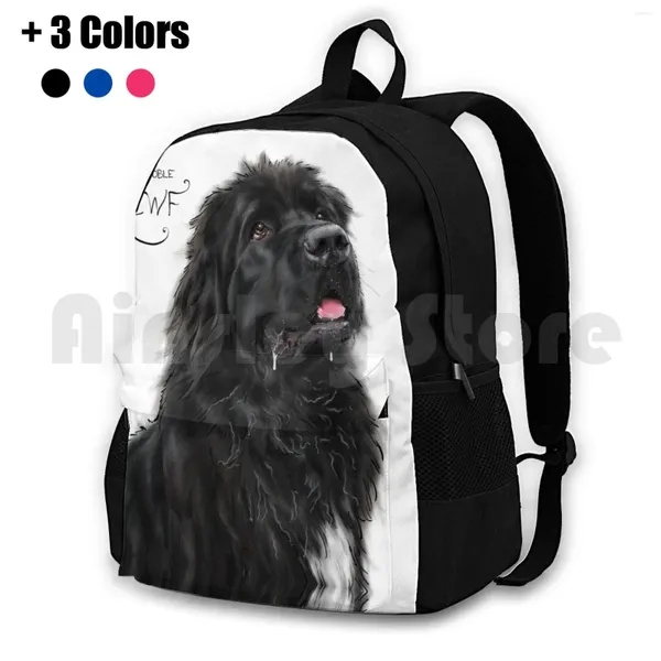 Rucksack The Noble Foundland Dog Outdoor Wandern Wasserdicht Camping Reisen Portrait Digitale Zeichnung