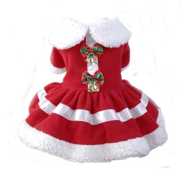 Cão vestuário vermelho inverno roupas de natal para cães pequenos médios yorkie vestido de lã quente com gravata borboleta papai noel up pet traje