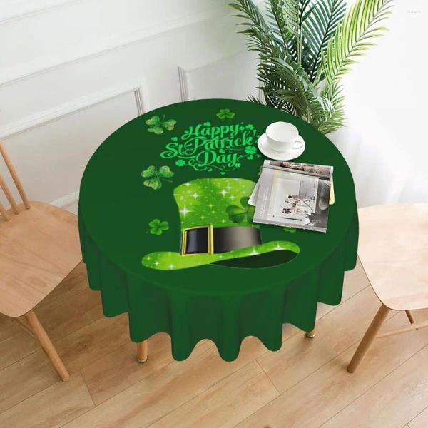 Toalha de mesa redonda do dia de São Patrício, chapéu de duende, verde, decoração de moda ao ar livre, casa, jantar, capa impressa