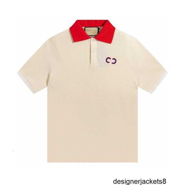 Designer G Family Double G besticktes Herren-POLO-Shirt, einfarbig, Business-Casual, vielseitig, Slim-Fit, Gentleman-Polo-Ausschnitt, kurzärmlig, T-Shirt SXR2