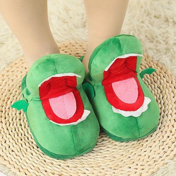 Chinelos meninas animais engraçados casa movendo boca pelúcia inverno slides confortáveis homens e mulheres peludos desenhos animados crocodilo meninos