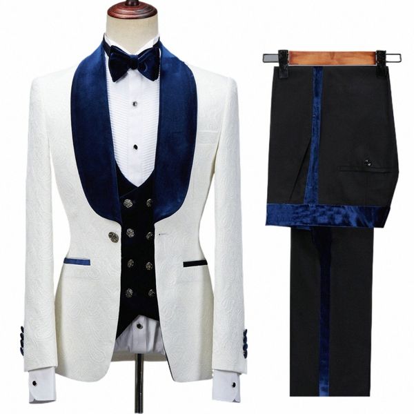 Jeltonewin Blumenjacke Männer Anzug Slim Fit Hochzeit Smoking Marineblau Veet Revers Bräutigam Party Anzüge Kostüm Homme Bester Mann Blazer U0Zg #