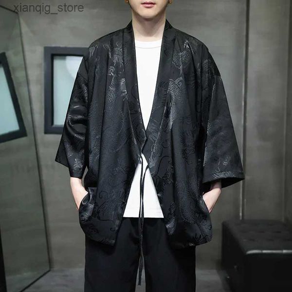 Männer T-Shirts 2024 Sommer Chinesischen Stil Lose Hanfu Vintage Shirts Für Männer Japanische Mode Kimono Streetwear24328