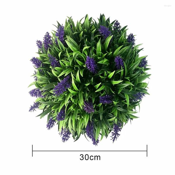 Flores decorativas decoração planta falsa casa artificial lavanda topiaria bola flor pendurado cesta sala plantas para decoração.