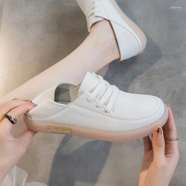 Sapatos casuais de fundo plano pequeno branco feminino verão sola macia mocassins de couro genuíno único enfermeiros mulher grávida