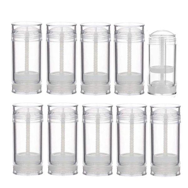 Polijsters 10pcs 15/30/50/75ml Recipientes de desodorante de batom vazios recarregáveis em forma redonda Vara de enchimento inferior Garrafas de desodorante twistup