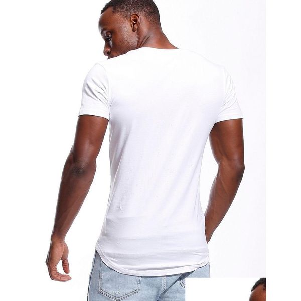 Mens camisetas Profundo decote em v camiseta para homens baixo corte vneck largo vee camiseta masculina tshirt invisível undershirt modelo colher hem slim fit curto s dhson