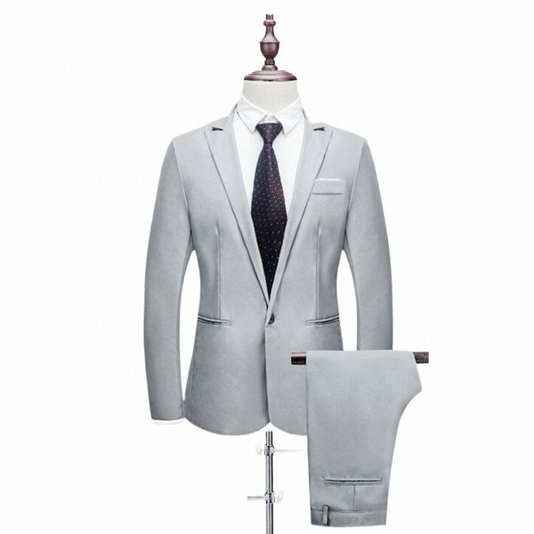 Neue Design Herrenanzüge Slim Butt Anzug Reine Farbe Dr Host Show Jacke Mantel Hose Formale Blazer Anzug Plus Größe Homme 2021 O6eW #