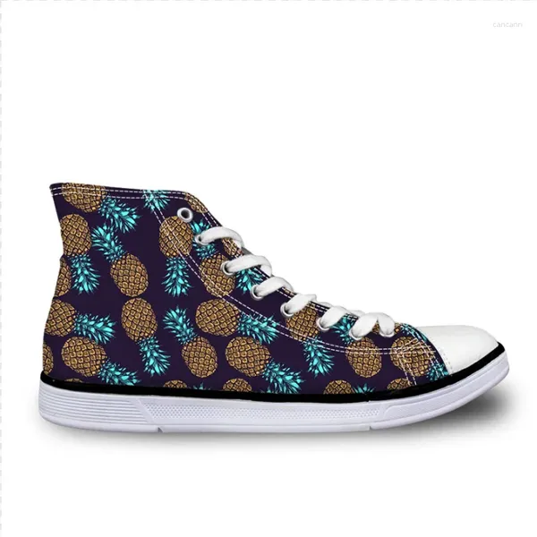 Casual Schuhe Mode Flache Vulkanisierte frauen Ananas Obst Muster Studenten High-top Leinwand Für Mädchen Chaussure