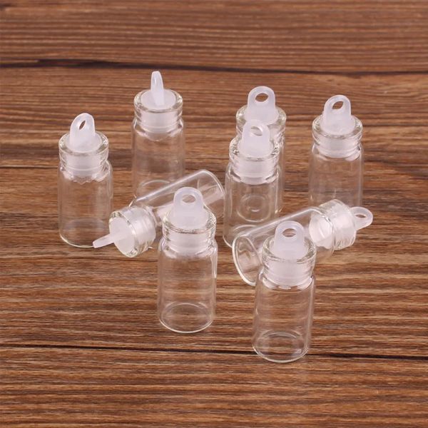 Frascos 100pcs 11 * 22 * 6,5 mm 1ml Mini garrafas de vidro que desejam frascos minúsculos frascos com rolha de plástico