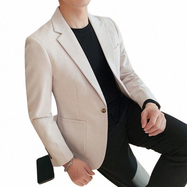 2023 de alta qualidade cavalheiro homens magro casual terno branco tamanho grande marcas busin casual fluxo de cor pura blazers homens f7cw #