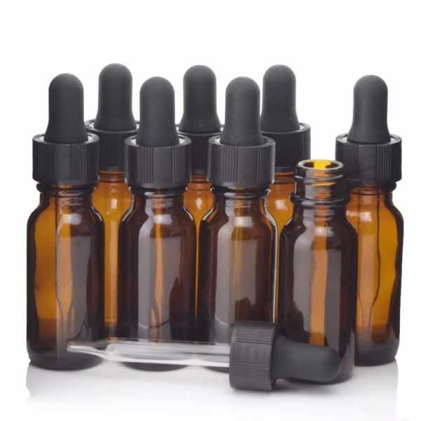 Lastoortsen 8pcs 15ml Garrafa de suco vape vazia recarregável âmbar pipeta conta-gotas óleos essenciais laboratório químico reagente e líquido