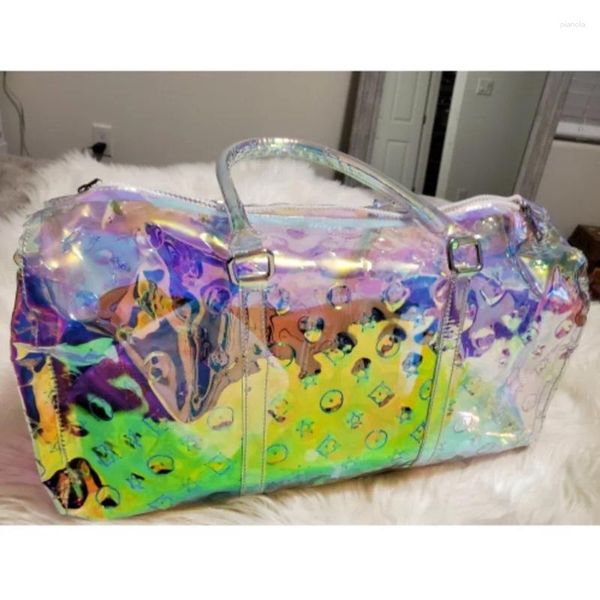 Bolsa holográfica feminina bolsa transparente viagem luxo