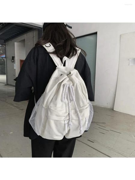 Zaino borsa da scuola grande capacità corda di tela studenti moda casual unisex copertina morbida Offerta a tempo limitato nella Cina continentale