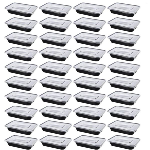 Dinnerware 50 PCs Lunhana descartável Caixas de armazenamento Salada Retipando recipientes com tampa Retângulo de plástico Bento Go Takeaway