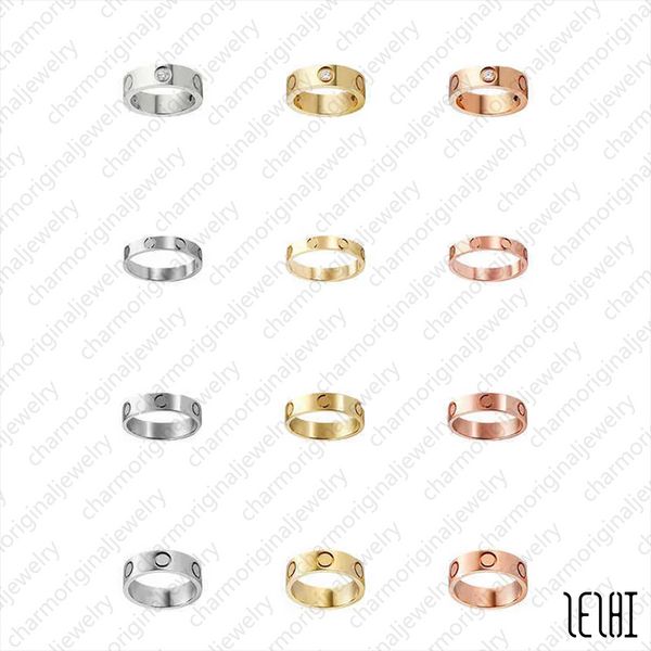 Anel de diamante de diamante Eternity Band Mens Diamond Wedding Bands Anéis de casamento dele e dela Love Screw Ring Anéis de casamento exclusivos para homens Designer de joias de aço inoxidável