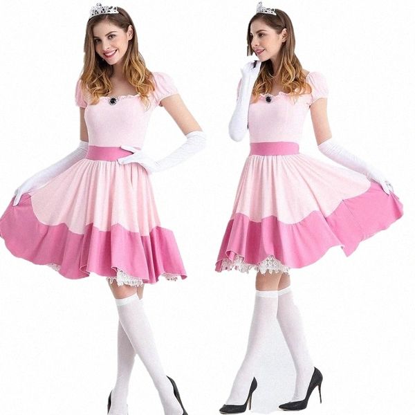 Adulto 5140 s-3xl tamanho grande Princ Dr Peach Dança saia curta Cosplay Mulheres Fantasia Dr 44so #