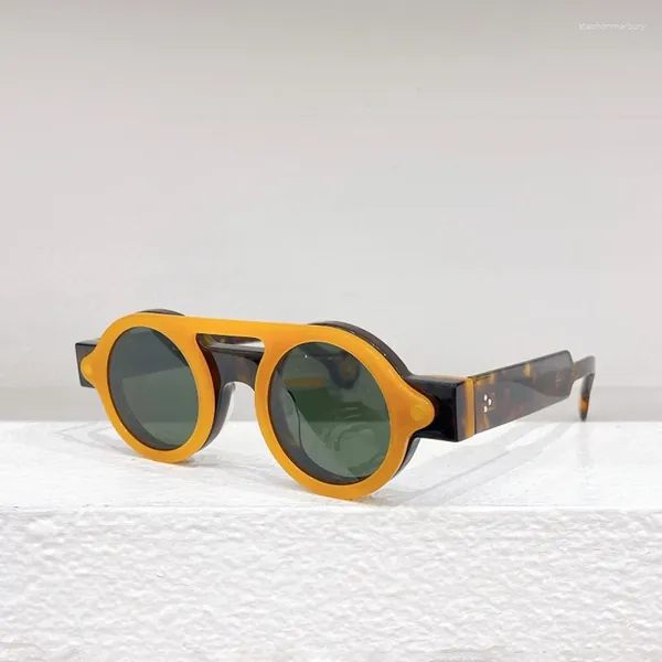 Sonnenbrille Klassische Vintage Runde Clip On Für Männliche Street Fashion Punk Schildkröte Sunnies Top Qualität Dicke Acetat Solar Gläser