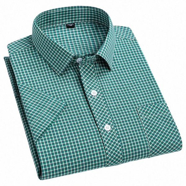 плюс большой размер 6XL 5XL 100% Cott мужские клетчатые рубашки с коротким рукавом тонкие летние роскошные стандартные повседневные рубашки в клетку для мужчин r1un #