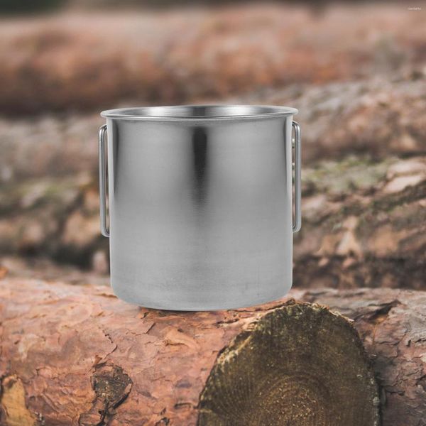 Copos de vinho caneca de café copo de água ao ar livre beber com alça dobrável metal acampamento multi-função viagem