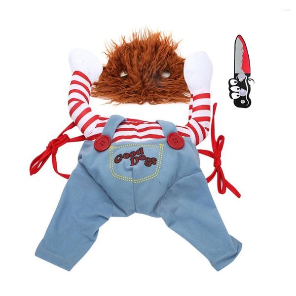 Vestuário de cão S-M Deadly Doll Pet Costume Engraçado Festa Cosplay Novidade Roupas de Gato para Halloween Natal Bonito Assustador e Assustador