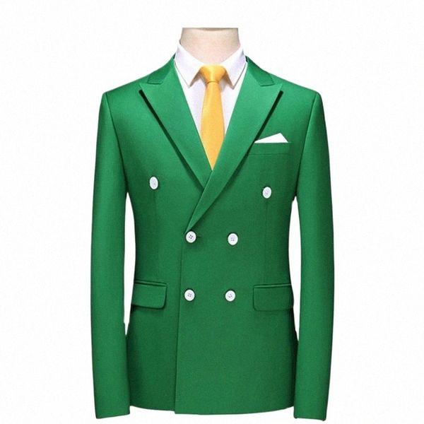 2024 nuovo verde doppio petto giacca da uomo festa di nozze Dr cappotto rosso blu bianco nero grigio giacca coreana slim fit smoking o0bT #