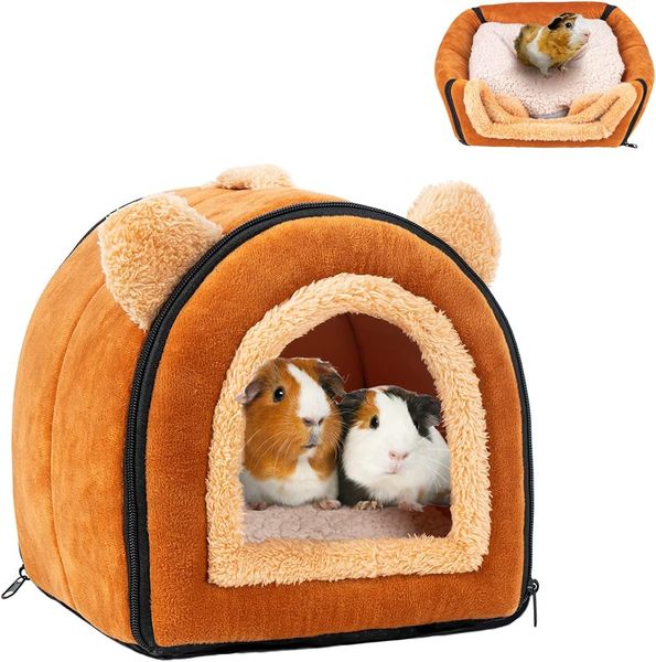 Zoupgmrhs Pet Soft porquinho -porquinho cama de coelho aconchegante House House House House Hideout (marrom)