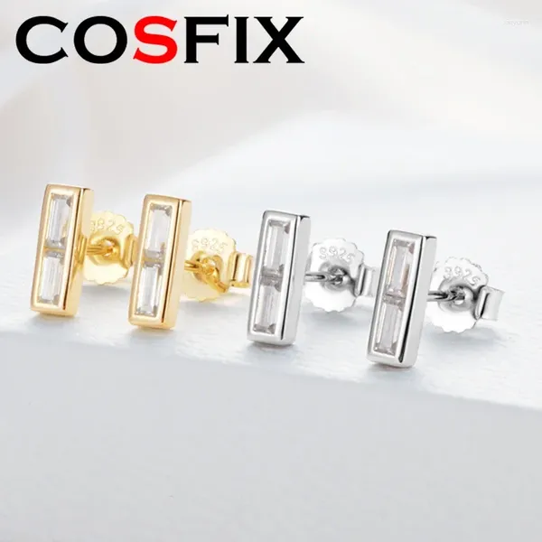 Ohrstecker COSFIX 2024 Echter Moissanit Rechteckiger Smaragdschliff 2 4 mm Original 925 Sterling Silber Großhandel Schmuck für Frauen