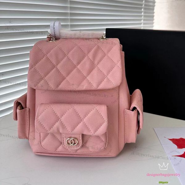 Mochilas casuais de designer mulheres Duma Caviar mochila diária sólida bolsa de ombro meninas viagem pequena bolsa de luxo verão luxo couro balde sacos 23k pequeno saco de livro