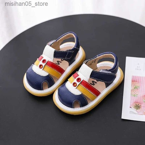 Sandálias de verão bebê criança sapatos casuais bebê menino sandálias crianças sandálias de couro solas macias crianças sapatos de acidente q240328