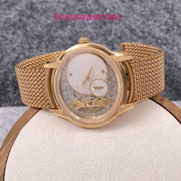 Orologio da polso Machinery AP 77244OR.GG.1272OR.01 Serie Millennium Orologio da donna meccanico manuale in oro rosa 18 carati con pietra opale dorata gelata