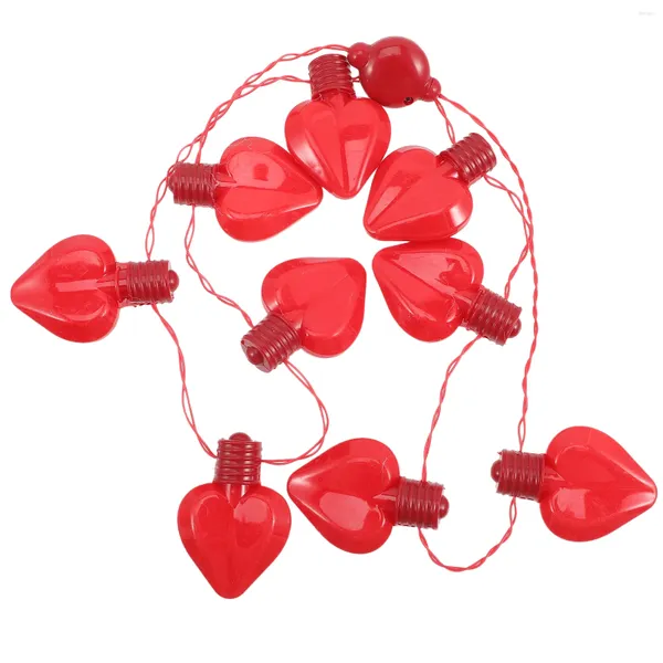 Decorazione per feste Collana a 9 cuori luminosi Puntelli per San Valentino Decor Toy Lampadina decorativa a incandescenza Collane di compleanno in plastica luminosa a LED